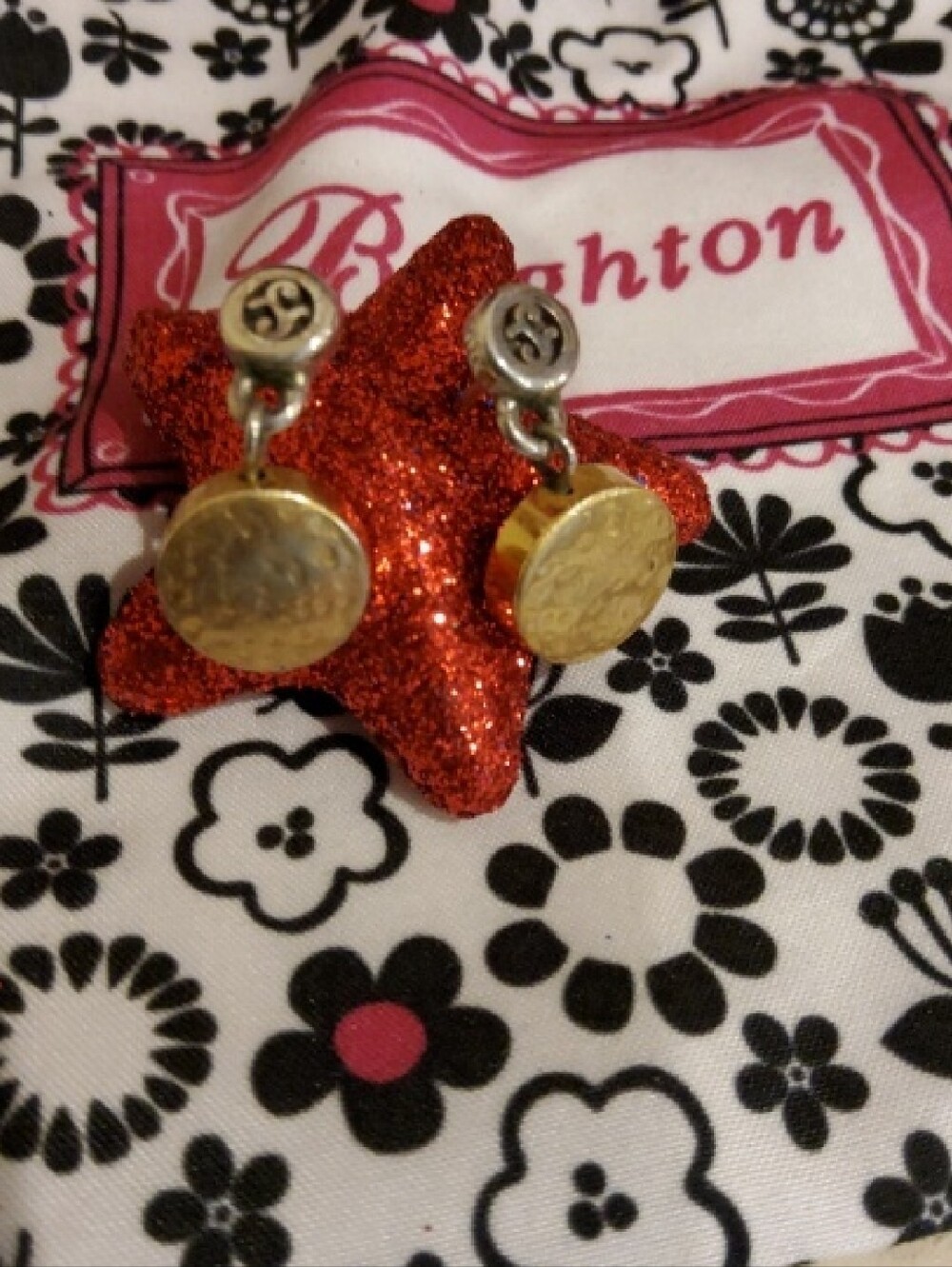 Brighton Gold and Silver Two-Tone Hammered Drop Earrings - Picture 1 of 1